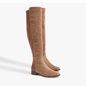 NWT J Crew Knee-High Brown Suede Boots with Stretch Women’s size 8